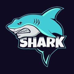 blue shark mascot logo design, esport logo for team_vector esp10