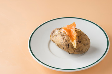 Jacket potato of salmon and sour cream