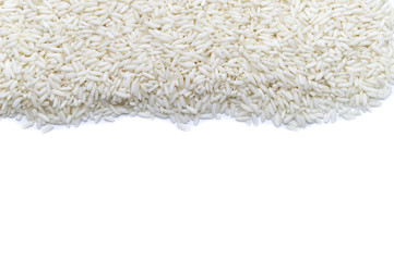 Rice grains isolated on white background and copy space.