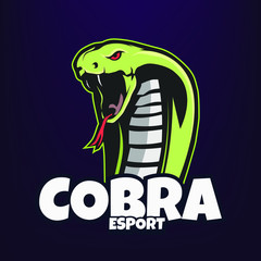 green cobra mascot logo design, esport logo for team_vector eps10