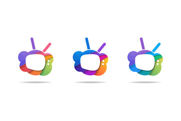 Set of Stream Now Logo available in vector illustration, logo and icon cloud tv streaming, gradient color. colorful mosaic concept.