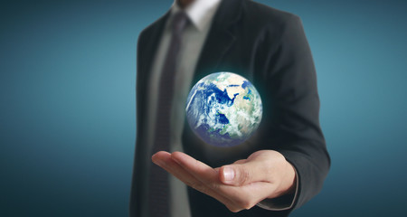 Globe ,earth in human hand. Earth image provided by Nasa