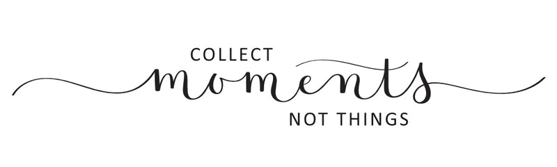 COLLECT MOMENTS, NOT THINGS. black vector brush calligraphy banner with swashes