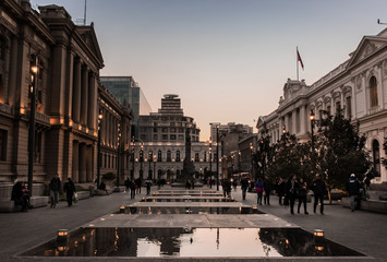 Plaza Ciudad Atardecer Urbano Chile