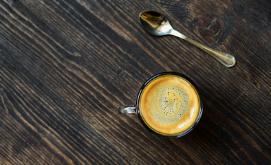 Bulletproof coffee blended with organic butter keto diet coffee. ketogenic drink breakfast. Flat lay, space.