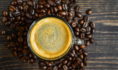 Bulletproof coffee blended with organic butter keto diet coffee. ketogenic drink breakfast. Flat lay, space.