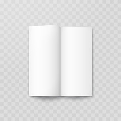 Fototapeta premium Open book mock up isolated on transparent background. Realistic blank vertical booklet, catalog template, magazine, brochure or notebook mockup..