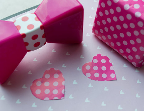 Pink Dice On A White