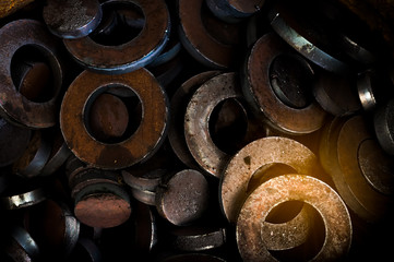 Old scrap left over from the industry. Parts of old and damaged machinery