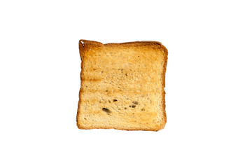 Rusk bread isolated on a white background. Delicious toasted Golden Toast Bread