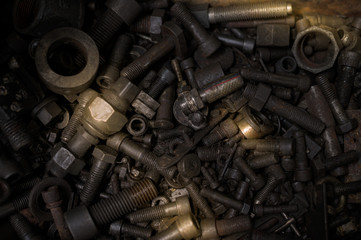 Old scrap left over from the industry. Parts of old and damaged machinery