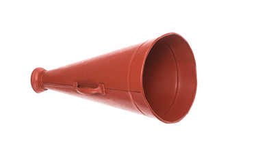 red vintage megaphone isolated on white background