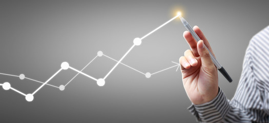 Hand drawing chart, graph stock of growth