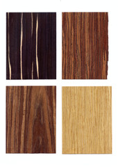 Samples of veneer wood on white background. Material for interior architecture and construction or furniture finishing design concept.