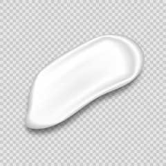 Cosmetic cream texture, white gel, toothpaste or lotion texture. Realistic cream smear, cosmetic swatch isolated on transparent background