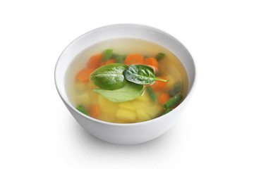 Vegetable soup isolated on white background