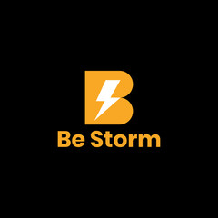 letter b and storm logo design template