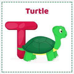 Alphabet printable flashcards vector with letter T.