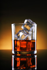 Chilled Whisky / Rum Glass with Ice Cubes