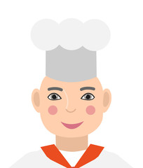 The chef in the hat. Isolated on a white background. Vector illustration.
