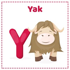 Alphabet printable flashcards vector with letter Y.