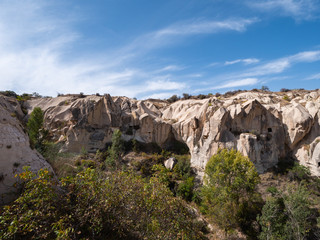 Fototapeta na wymiar Stone houses of Goreme village in Cappadocia, Turkey