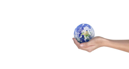Globe ,earth in human hand. Earth image provided by Nasa