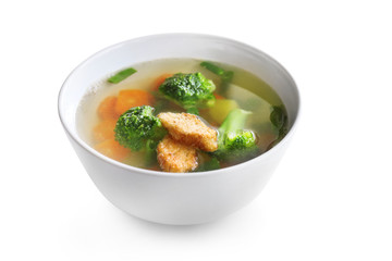Vegetable soup isolated on white background