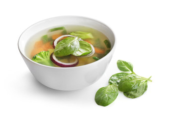 Vegetable soup isolated on white background