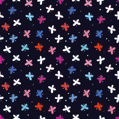 Vector seamless cute beautiful minimalistic graphical flower pattern. Spring summer time, gentle romantic background, floral print, chamomile, garden flowers