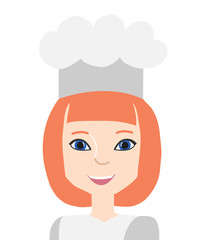 Woman in a chef's hat. Avatar, portrait isolated on a white background. Vector illustration.