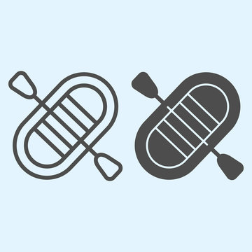recommend clip art: Boat line and solid icon. Canoe with paddles. Sport vector design concept, outline style pictogram on white background, use for web and app. Eps 10.