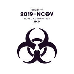 Novel Coronavirus (2019-nCoV). Virus Covid 19-NCP. Coronavirus nCoV denoted is single-stranded RNA virus. Background with realistic 3d virus cells. danger symbol vector illustration.