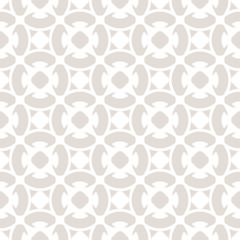 Seamless pattern, floral ornament background, repeat geometric tiles, curved lines. Abstract ornamental texture in pastel colors, white and beige. Elegant repeat design for decor, prints. Stock vector