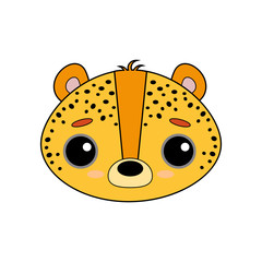 Cute and delicate little leopard vector image on white background. Kawaii style sticker, icon, Emoji