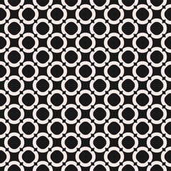 Vector abstract monochrome geometric seamless pattern with small square shapes, grid, net, mesh, lattice. Simple minimal black and white background. Repeat ornamental texture. Design for decor, fabric