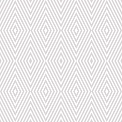 Behang Ruiten Vector geometrische naadloze patroon met ruiten, strepen, diagonale lijnen, chevron. Subtiele abstracte gestreepte textuur. Gevoelige witte en lichtgrijze achtergrond. Art deco-stijl. Herhaal ontwerpelement