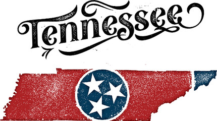 Vintage Tennessee USA State Flag Outline - obrazy, fototapety, plakaty