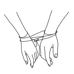 Hands palms together. One Line hands vector drawing. Hands icon. Continuous line drawing. Vector illustration.