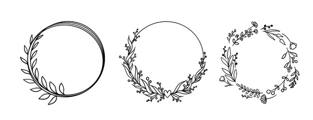 vector circle graphic frames. Wreaths for design, logo template.
