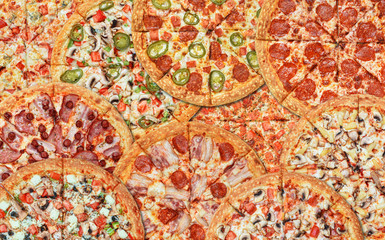 banner with different types of pizza