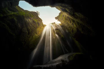 Foto op Plexiglas Prachtige eigenaardige waterval in IJsland © Daniel