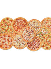 Fototapeta na wymiar banner with different types of pizza