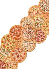 banner with different types of pizza