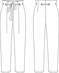 Fototapeta premium pants, apparel template, belted pants, vector