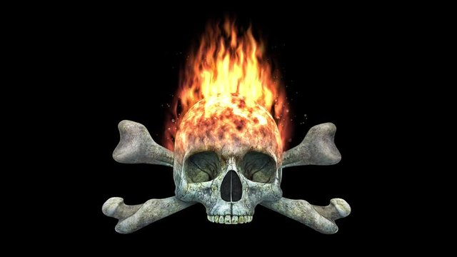 Climate Change - Burning Skull and Crossbones