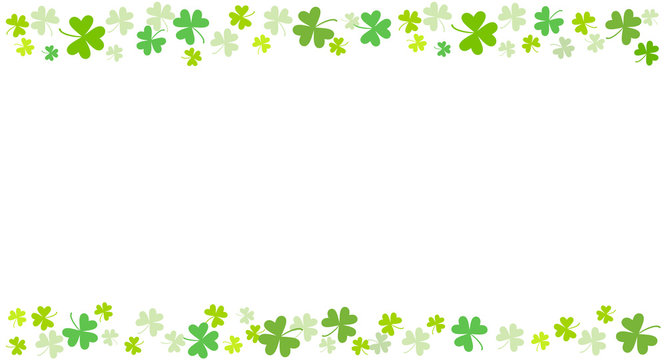 Spring background (postcard, banner, frame) with clover elements. St.Patrick 's Day. Religion and celebration.