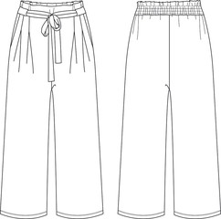 pants, apparel template, belted pants, vector