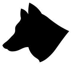 black dog head silhouette symbol isolated on white background