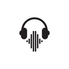Headphone music icon logo design vector template